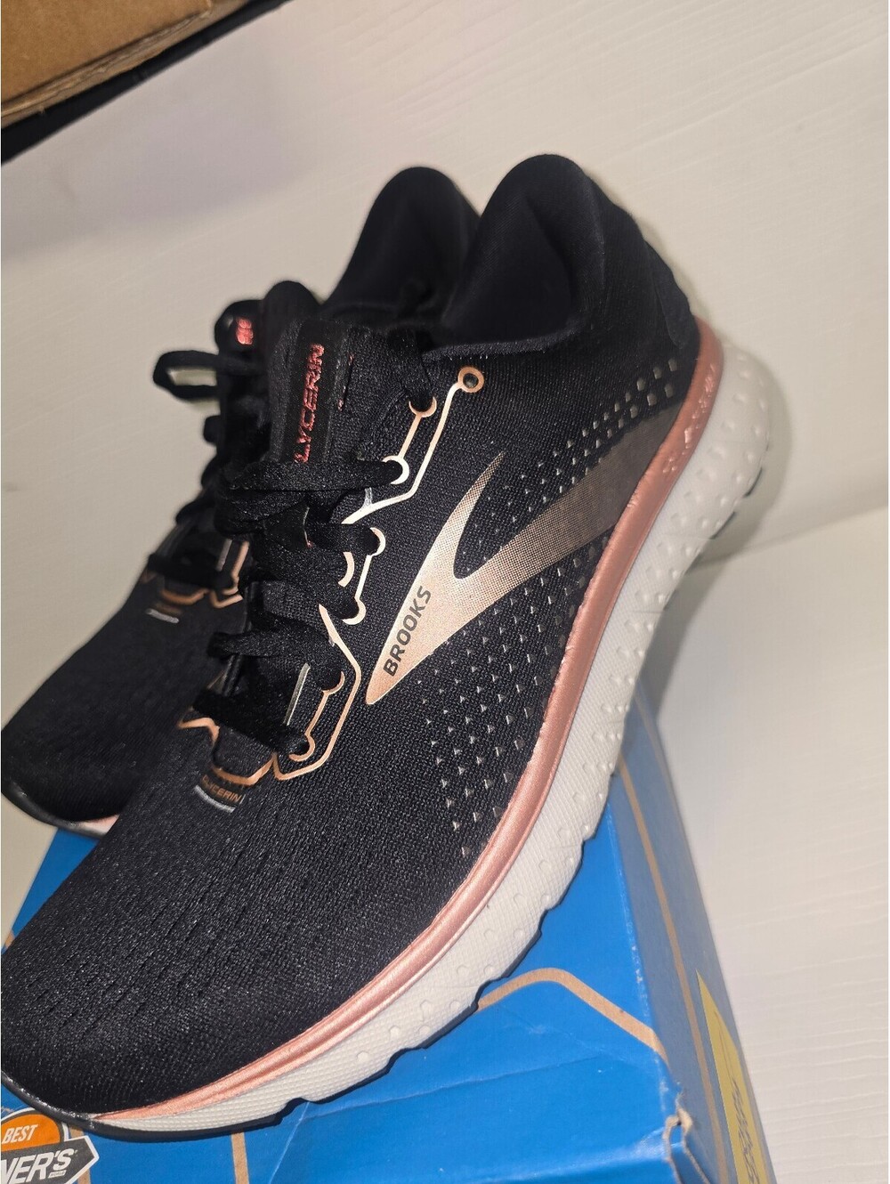 Brooks Glycerin 18 Womens Size 8.5 Running Shoes Black Rose Gold 1203171B056